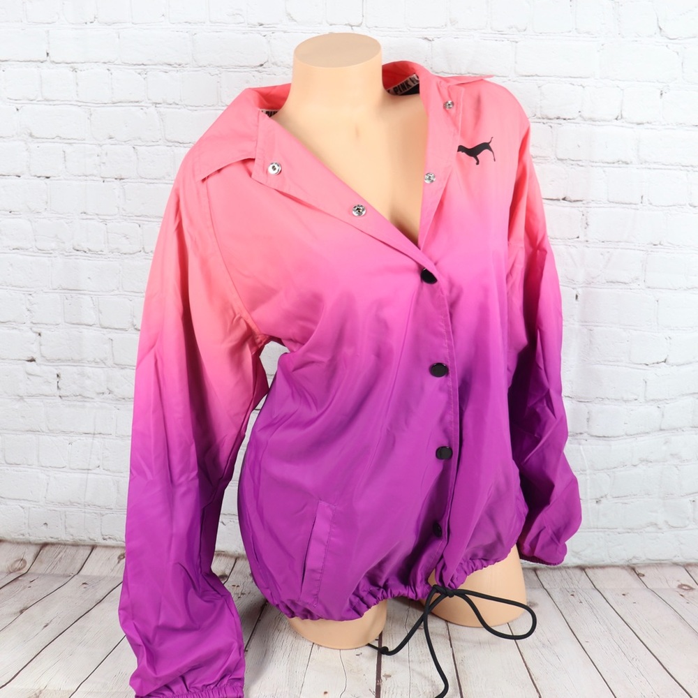 VS PINK coaches Snap Front Ombre Collared Jacket - Picture 4 of 7